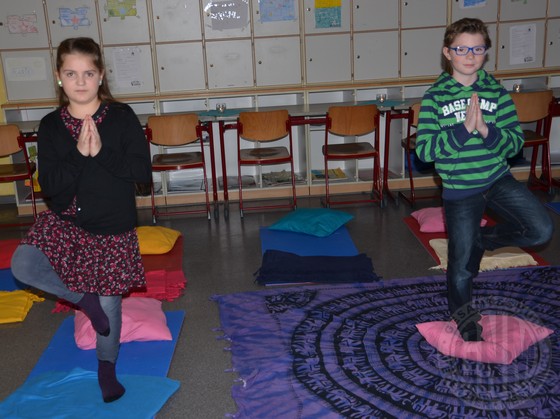 Gleichgewichtssicher zeigten sich diese beiden Mitglieder der Yogagruppe.